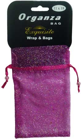 Pink/Silver Star Organza Bag Small