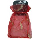 Red/Gold Leaf Organza Bag Large